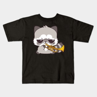 Musical Raccoon Playing On Saxophone Kids T-Shirt